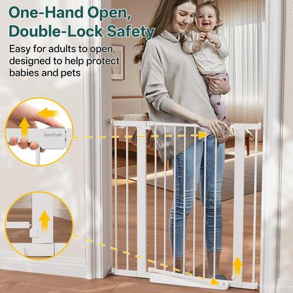 InnoTruth 27-36.6 in Wide Baby Gate for Stairs and Doorways, Black
