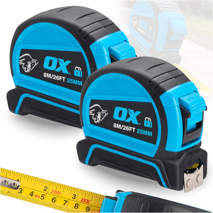 OX Pro Dual Auto Lock Tape Measure 5m, Magnetic Hook, Metric & Imperial