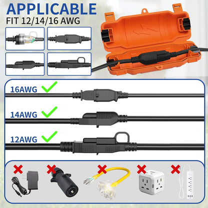 9 Pack Outdoor Extension Cord Safety Cover, Waterproof, Orange