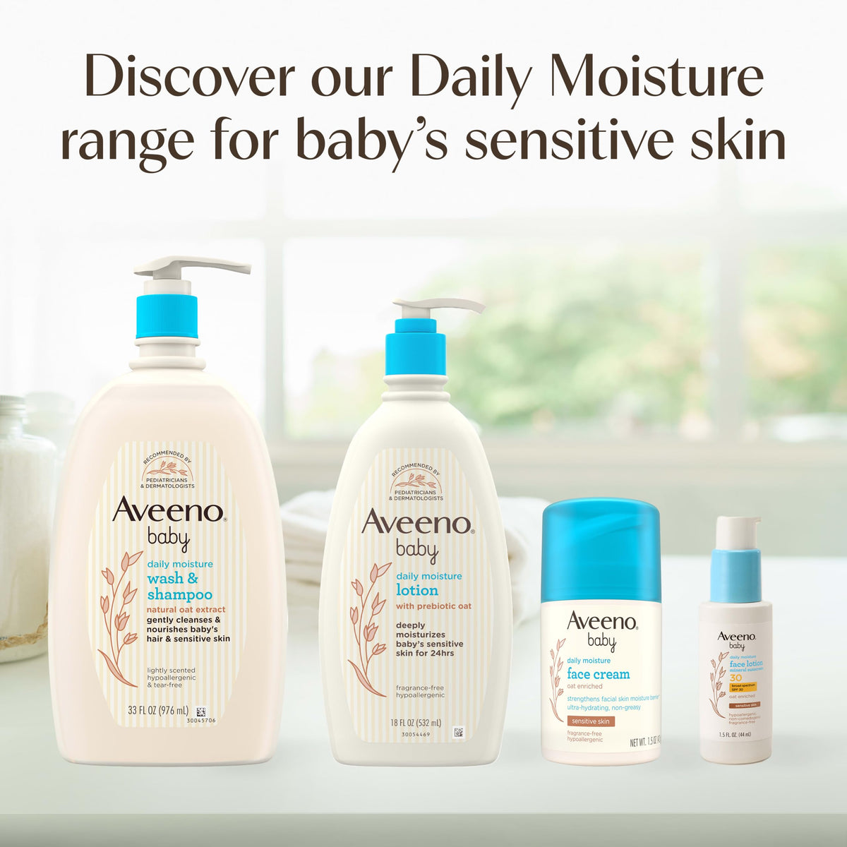 Aveeno Baby Daily Moisture Wash & Shampoo, Tear-Free, 18 fl. oz