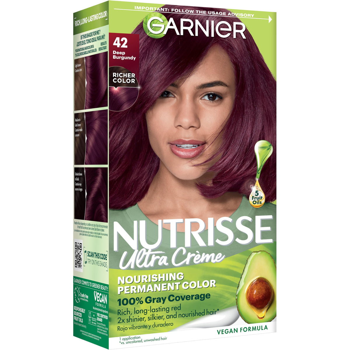 Garnier Nutrisse Ultra Crème Hair Color, 33 Darkest Golden Brown, 1 Count