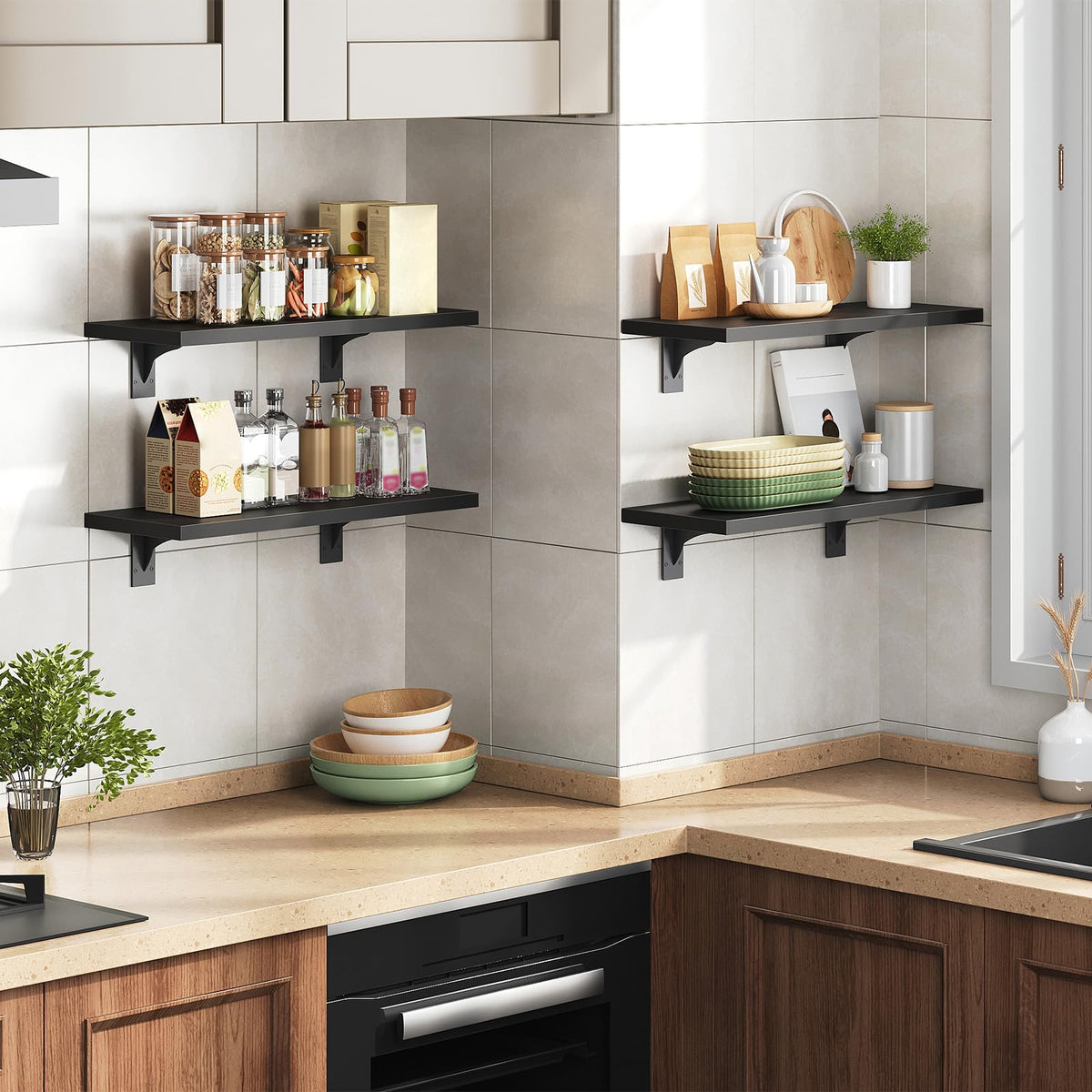 HOOBRO Floating Shelves for Wall, 15.7" Wall Mounted Shelves Set of 2