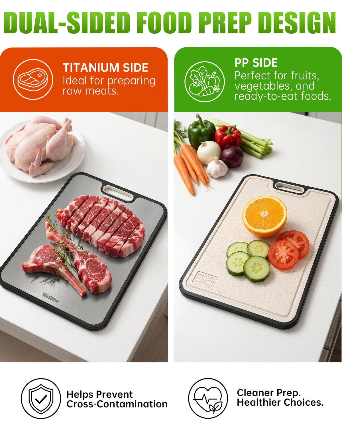 Titanium Cutting Board for Kitchen 16" x 11", 2-in-1 Cutting Mat