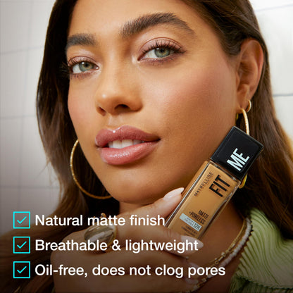 Maybelline Fit Me Matte + Poreless Liquid Oil-Free Foundation Makeup, Sun Beige, 1 Count (Packaging May Vary)