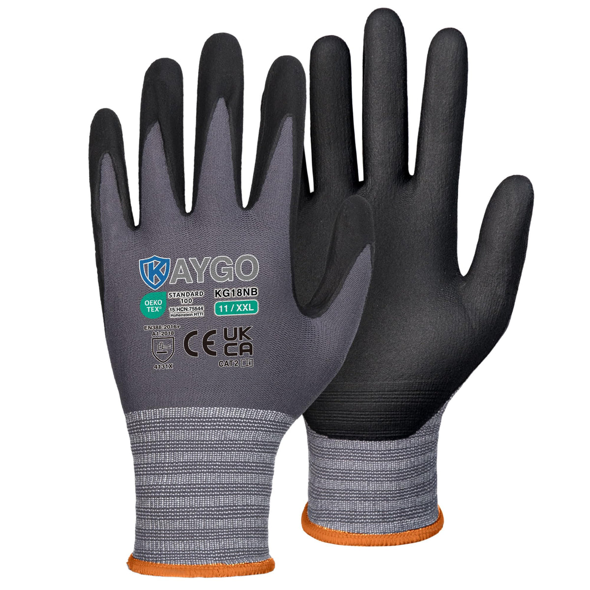 KAYGO Safety Work Gloves MicroFoam Nitrile Coated 12 Pairs, KG18NH