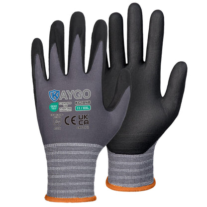 KAYGO Safety Work Gloves MicroFoam Nitrile Coated 12 Pairs, KG18NH