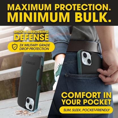 OtterBox iPhone 17e, 16e, 15, 14, & 13 Commuter Series Case - Black, Slim & Tough, Pocket-Friendly, with Port Protection - Thin & Protective iPhone Case, Dual-Layer, Impact Absorbing iPhone Case