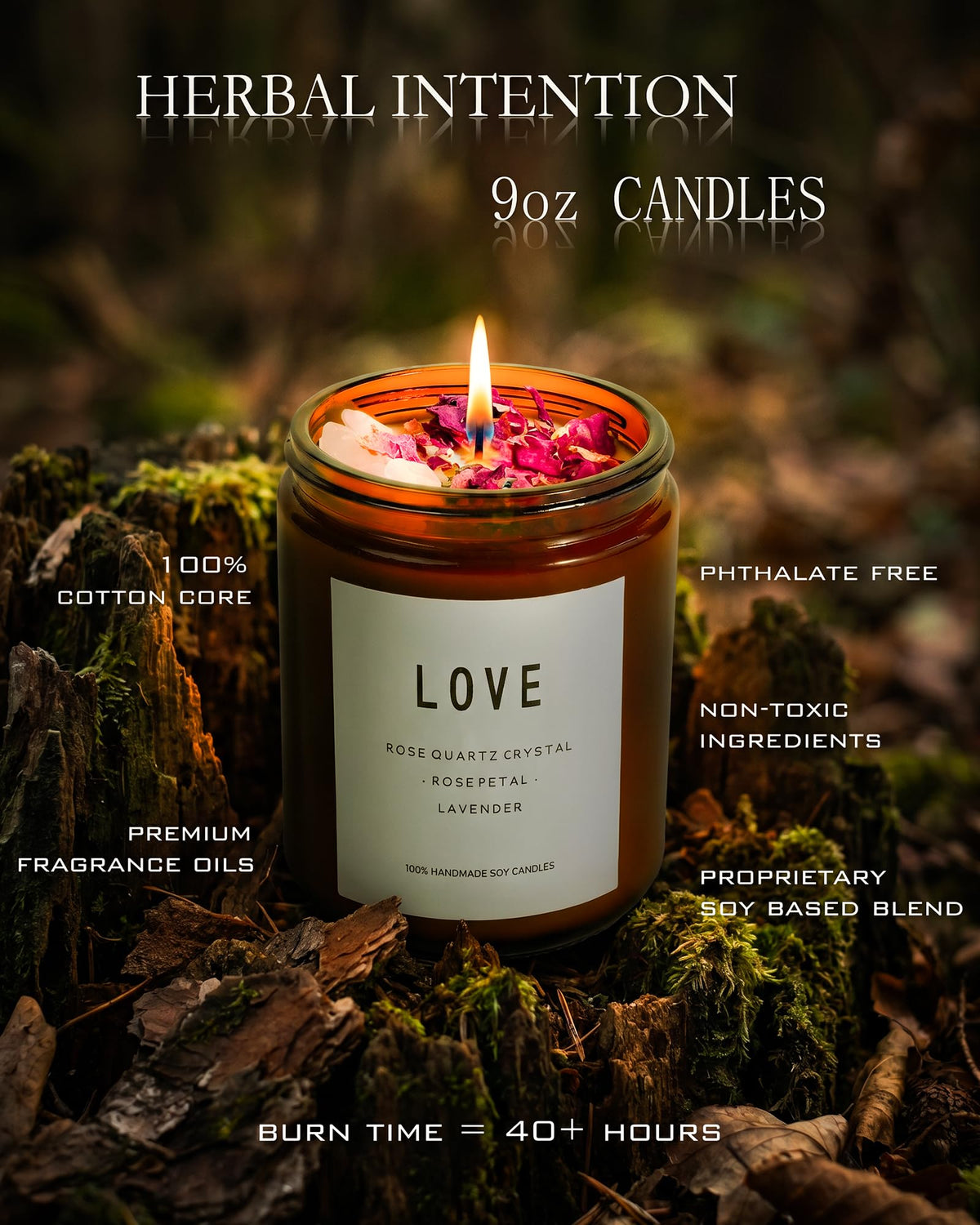 Healing Energy Candle, Negative Energy Cleansing,Soy Aromatherapy, Handmade Crystal Candle for Soothing.(Healing)