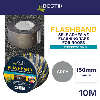 Bostik Flashband Self Adhesive Flashing Tape for Roofs Grey - 150mm x 10m