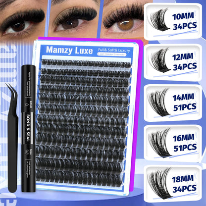 Lash Clusters Wispy 60D Eyelash Clusters 10-18mm Fluff Cluster Eyelash Extensions D Curl No Plastic Feel Individual Lashes Extension 240 Pcs Versatile False Eyelashes Clusters