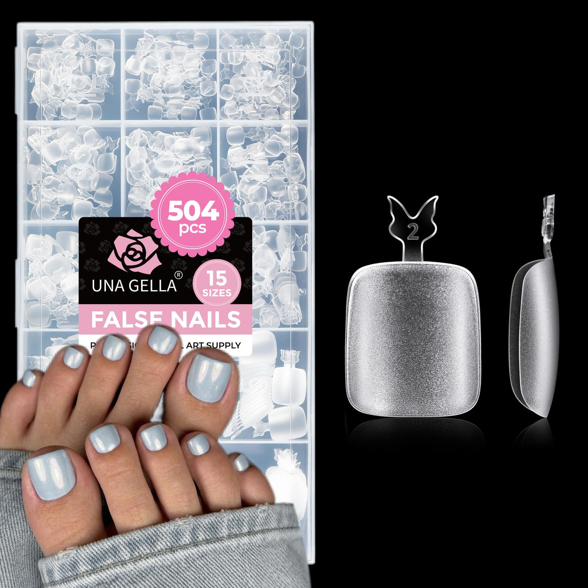 UNA GELLA Short Sharp Square Nail Tips 504pcs X-Soft Flat Square Nails
