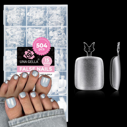 UNA GELLA Short Sharp Square Nail Tips 504pcs X-Soft Flat Square Nails