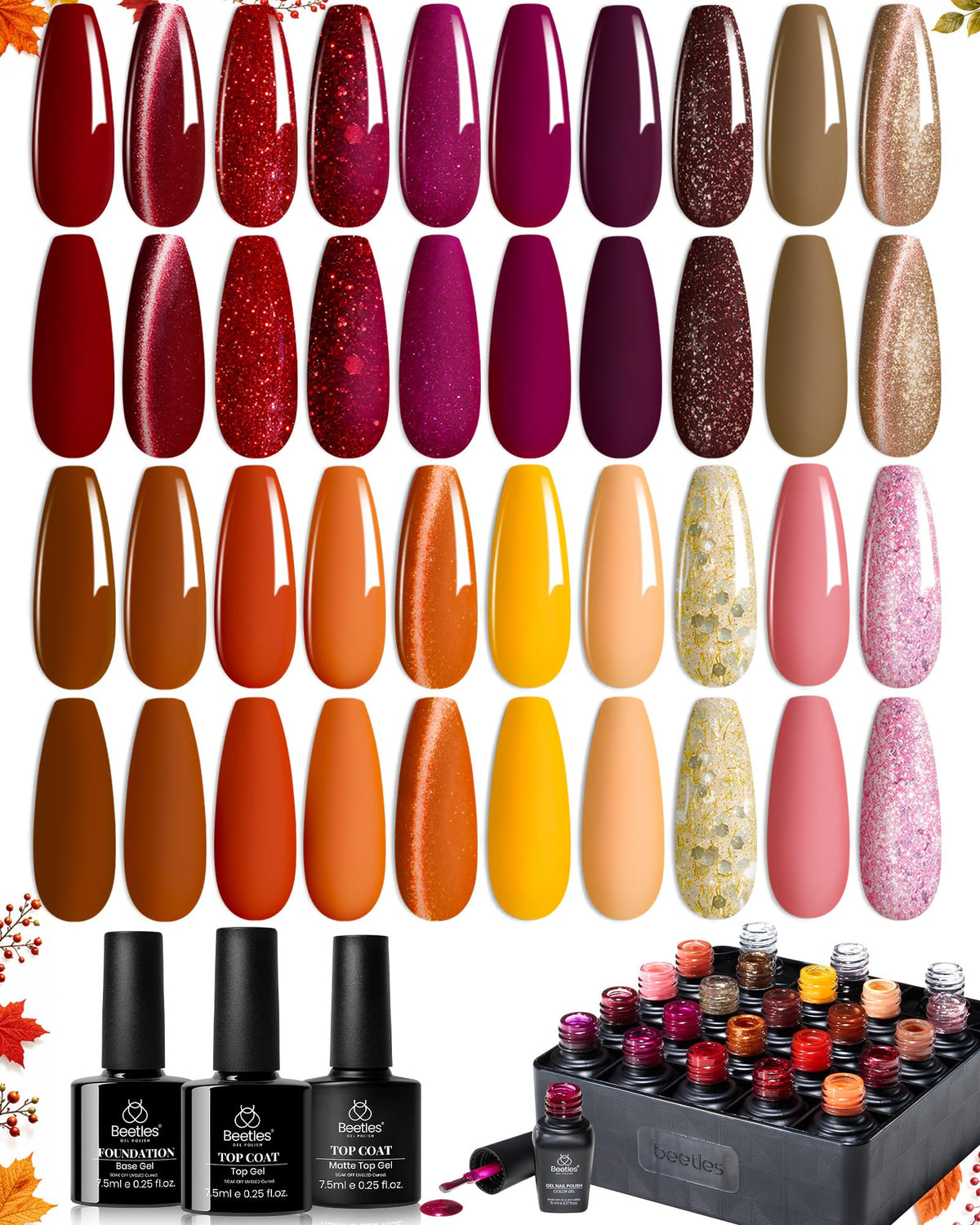 Beetles Gel Nail Polish Kit with U V Light - 80Pcs 55 Colors Gel Nail Kit