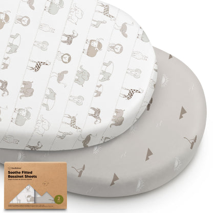 2pk Organic Baby Bassinet Sheets Boys, Girls, Fitted Sheet (Soft White)