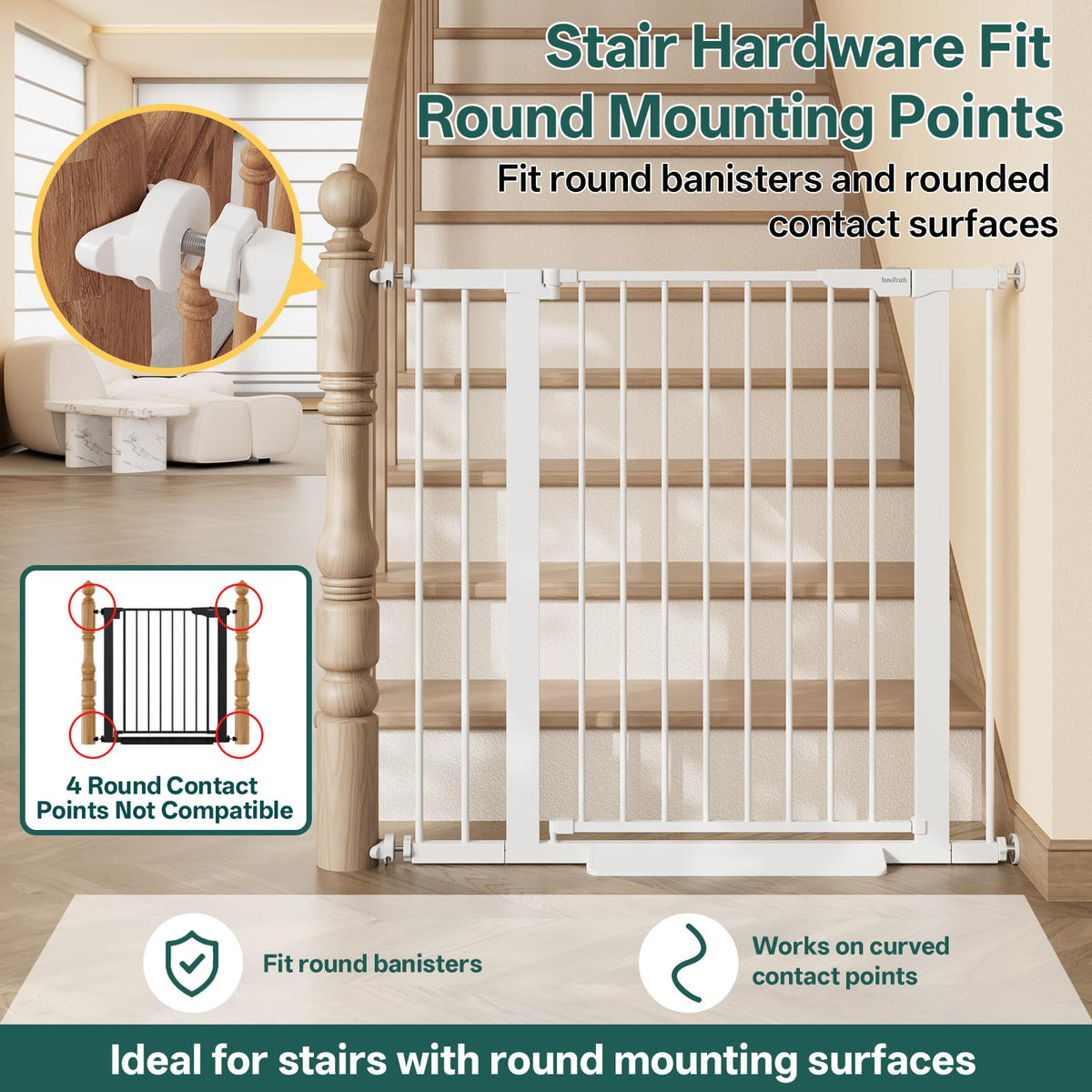 InnoTruth 27-36.6 in Wide Baby Gate for Stairs and Doorways, Black