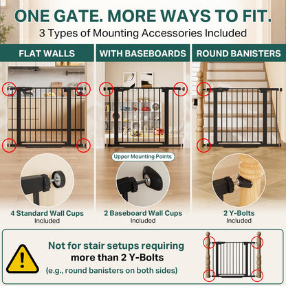 Cumbor 29.7-51.5 in Extra Wide Baby Gate for Stairs, Dog Gate Indoor Black