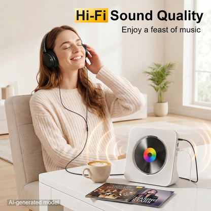 Gueray CD Player Portable Bluetooth Desktop CD Player for Home (Black)