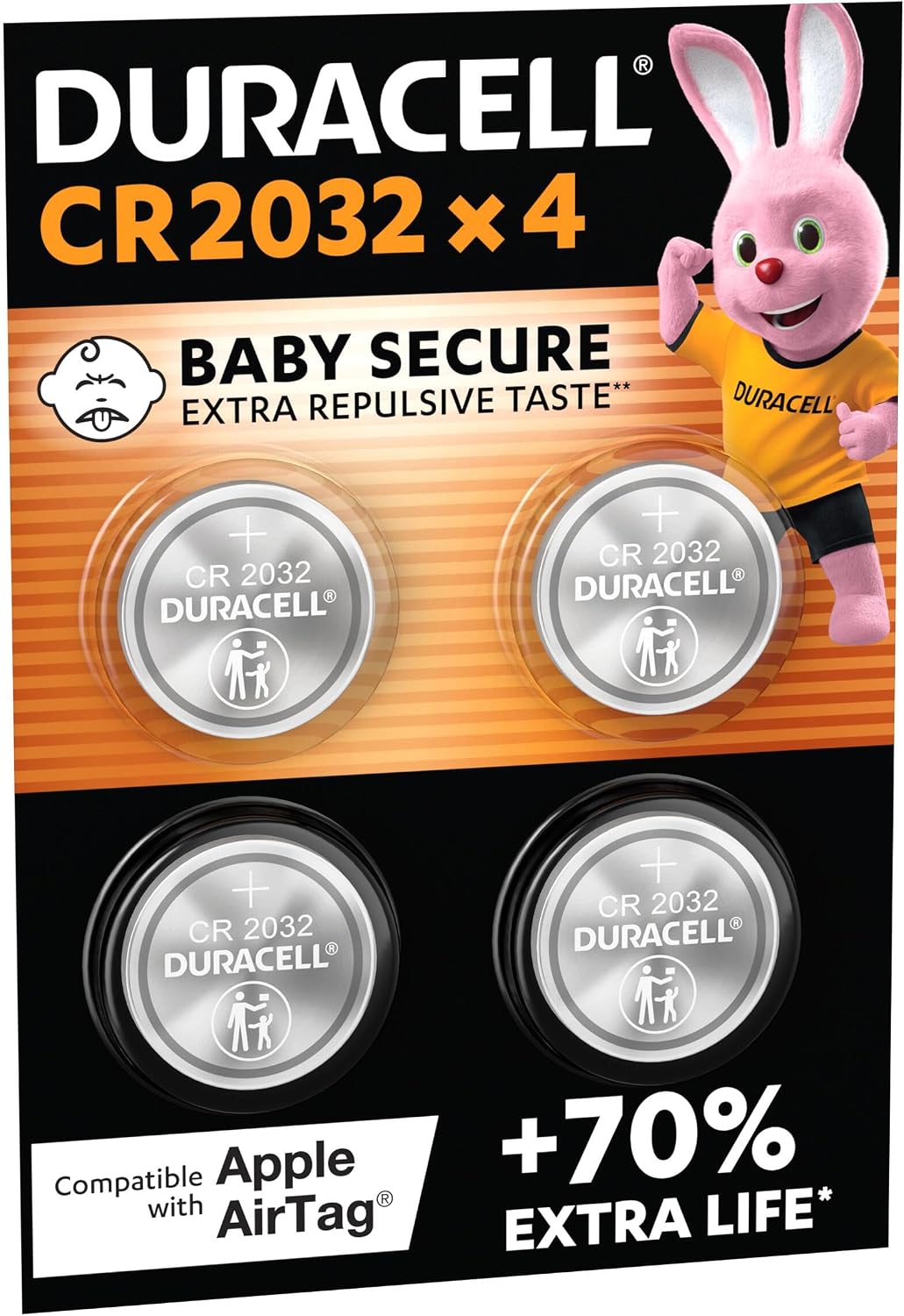 DURACELL 2032 Lithium Coin Batteries (4 Pack) 3V, CR2032