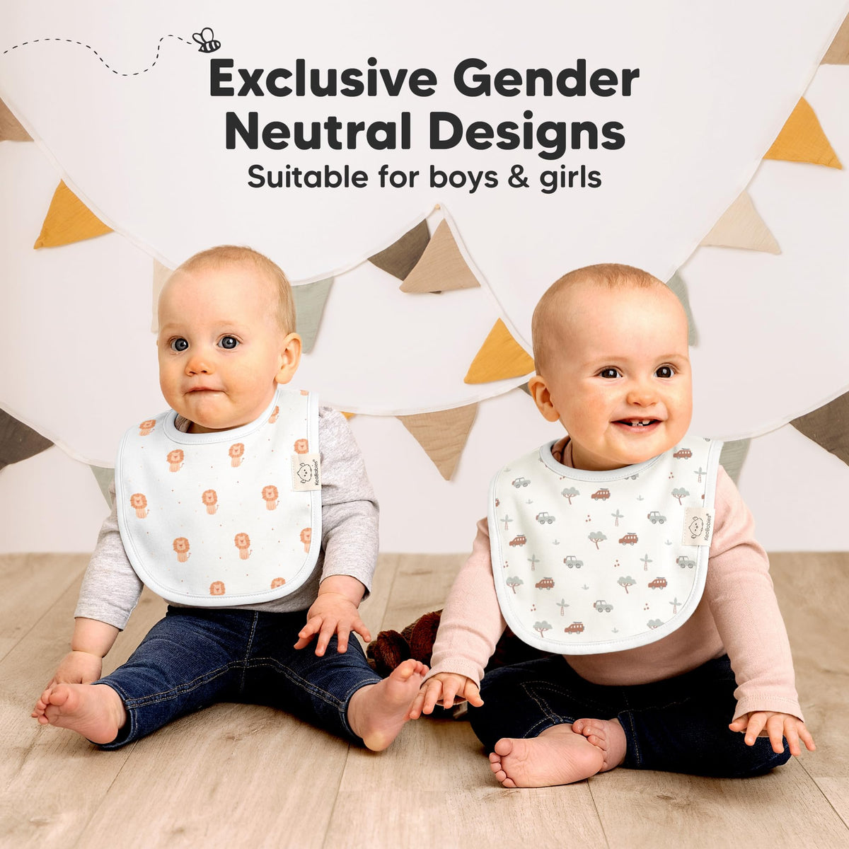 KeaBabies 8-Pack Organic Baby Bibs for Drooling and Teething (Sweet Charm)