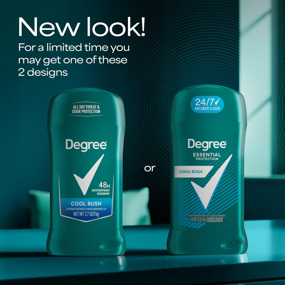Degree Men Antiperspirant Deodorant, Cool Rush, Twin Pack, 2.7 oz