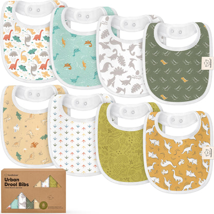 KeaBabies 8-Pack Organic Baby Bibs for Drooling and Teething (Sweet Charm)