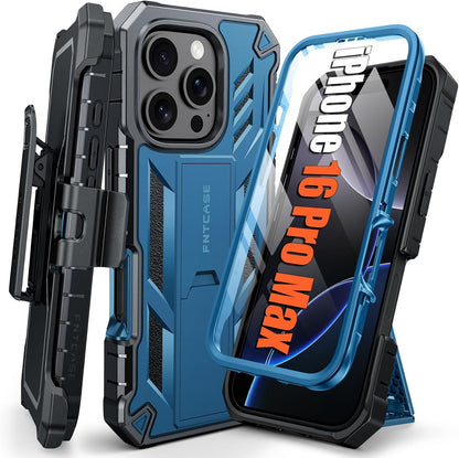 FNTCASE for iPhone 16 Case with Belt Clip and Built-in Screen Protector