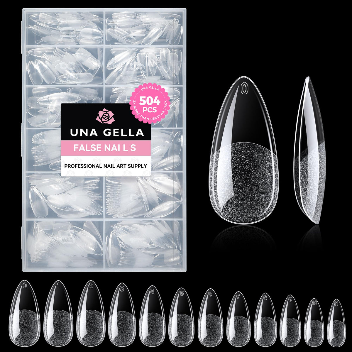 UNA GELLA Short Sharp Square Nail Tips 504pcs X-Soft Flat Square Nails