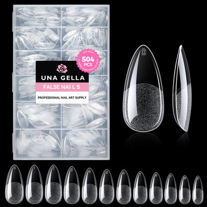UNA GELLA Short Sharp Square Nail Tips 504pcs X-Soft Flat Square Nails