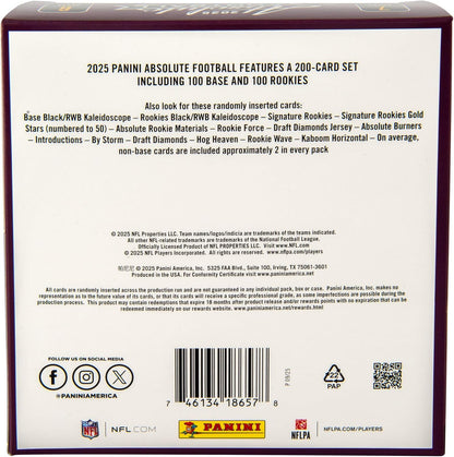 2025–26 Panini Absolute Football Mega Box – Retail Exclusive Parallels & Inserts – NFL Trading Cards – Sealed Retail Mega Box