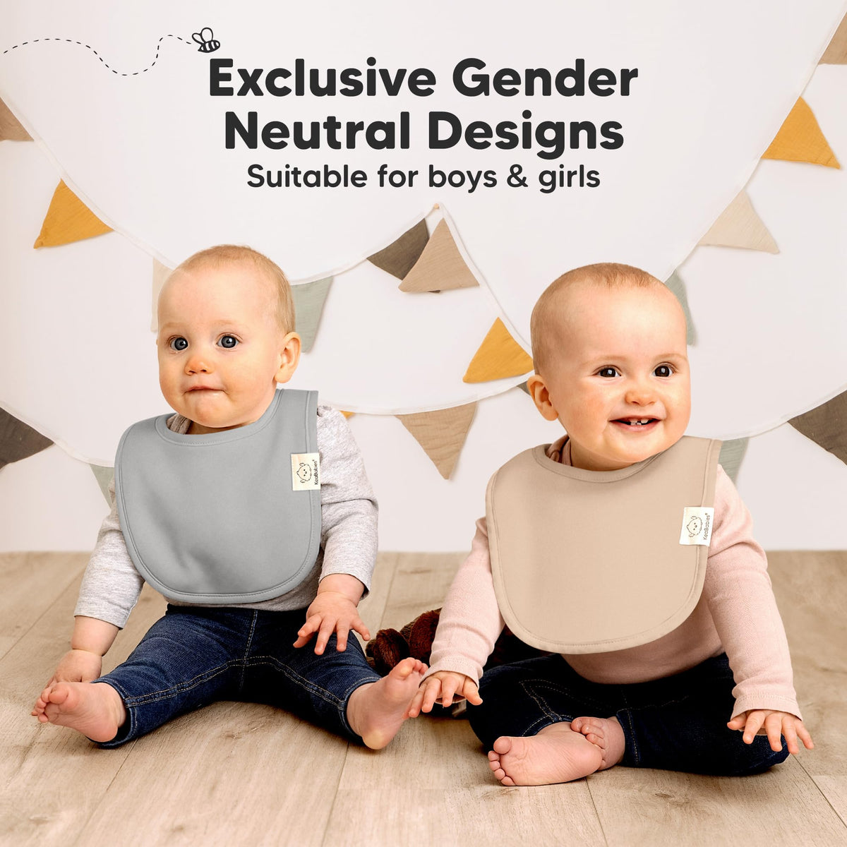 KeaBabies 8-Pack Organic Baby Bibs for Drooling and Teething (Sweet Charm)