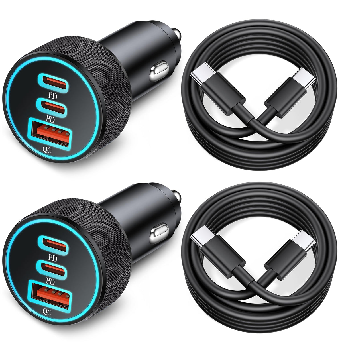 67W 3-Port Super Fast Type C Car Charger USB C for Samsung S26 S25 S24 S23
