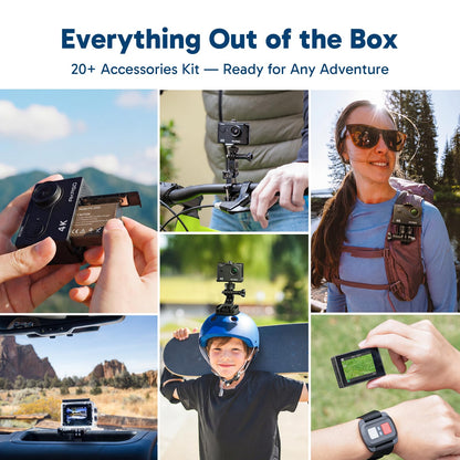 AKASO EK7000 4K30FPS 20MP WiFi Action Camera with EIS Ultra HD 131FT Waterproof Underwater Camera Remote Control 4X Zoom Support External Microphone