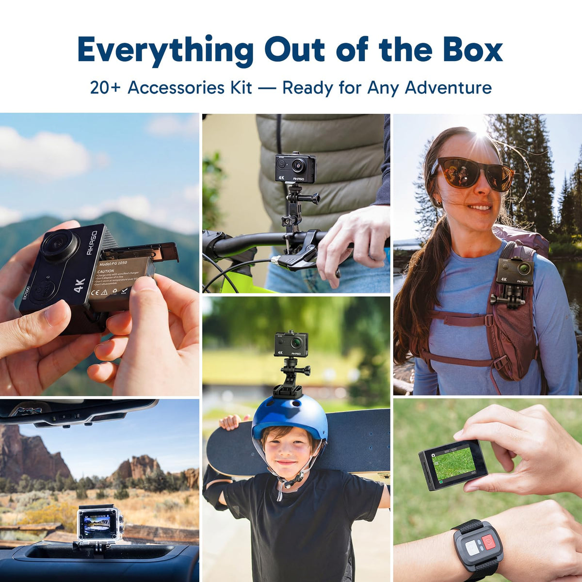 AKASO EK7000 4K30FPS 20MP WiFi Action Camera with EIS Ultra HD 131FT Waterproof Underwater Camera Remote Control 4X Zoom Support External Microphone