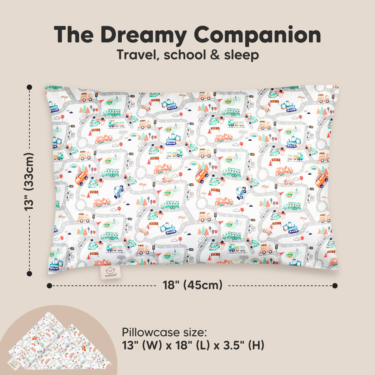 Toddler Pillow with Pillowcase 13x18 My Little Dreamy Pillow(Jolly Rainbow)