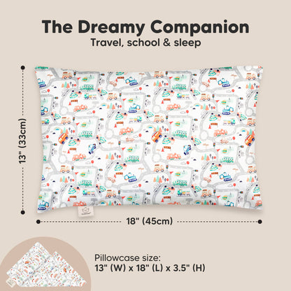 Toddler Pillow with Pillowcase 13x18 My Little Dreamy Pillow(Jolly Rainbow)