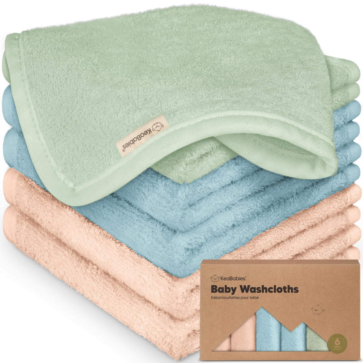 6-Pack Baby Washcloths, Soft Absorbent Washcloths for Face, Body (White)
