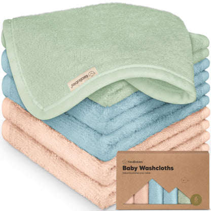 6-Pack Baby Washcloths, Soft Absorbent Washcloths for Face, Body (White)