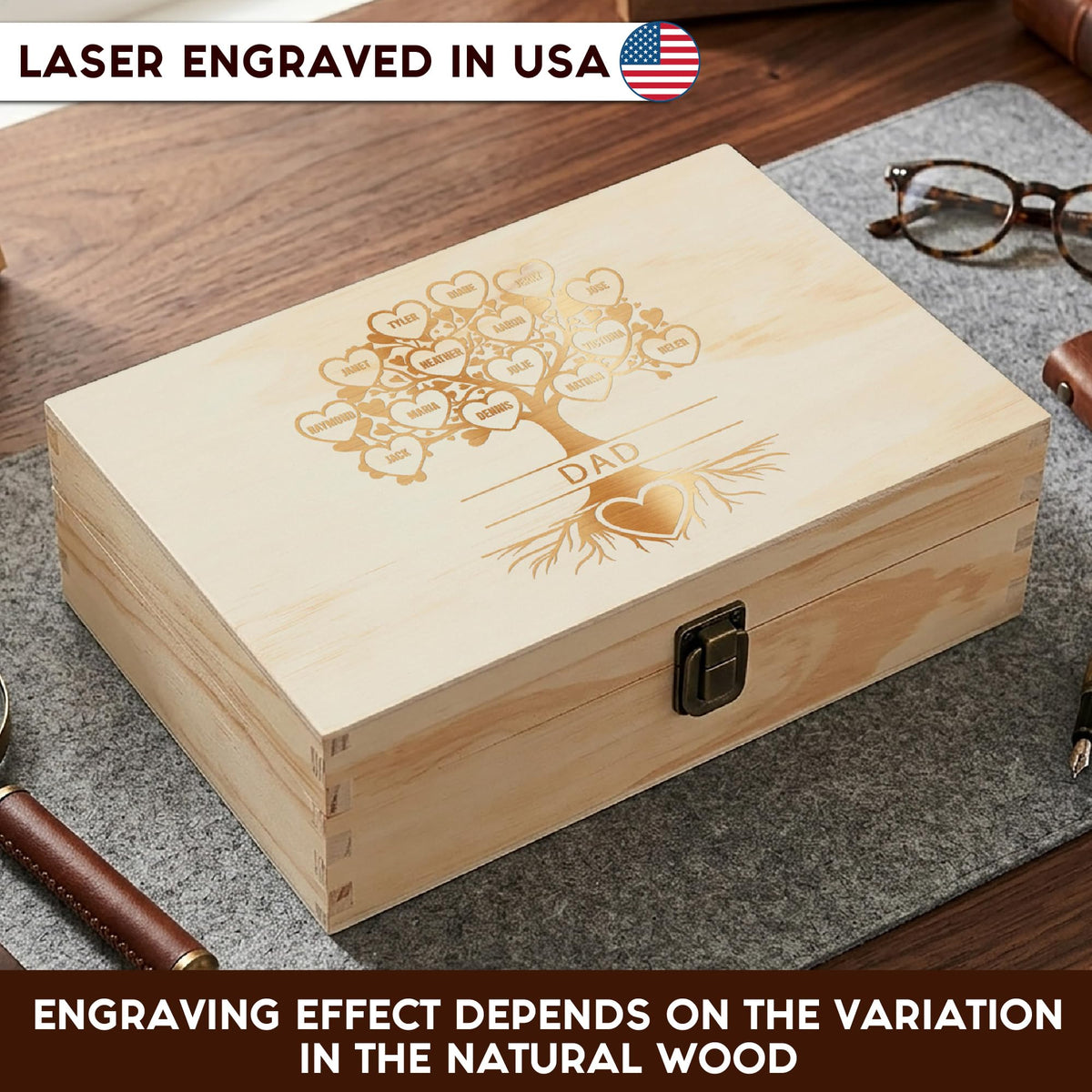 Personalized Wooden Keepsake Box, Custom Engraved Memory Box with Lid