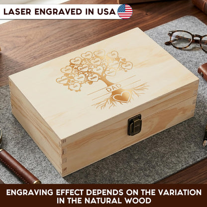 Personalized Wooden Keepsake Box, Custom Engraved Memory Box with Lid
