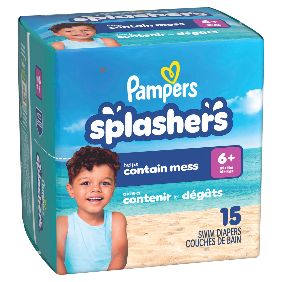 Pampers Splashers Swim Diapers, Size 4, 18 Count, Disposable Swim Diapers, Contains Mess, No Swell