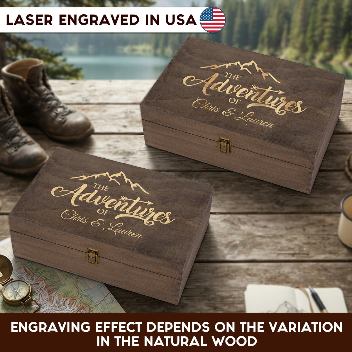 Personalized Wooden Keepsake Box, Custom Engraved Memory Box with Lid