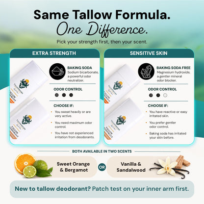 Extra Strength Tallow Deodorant - Vanilla & Sandalwood 3oz
