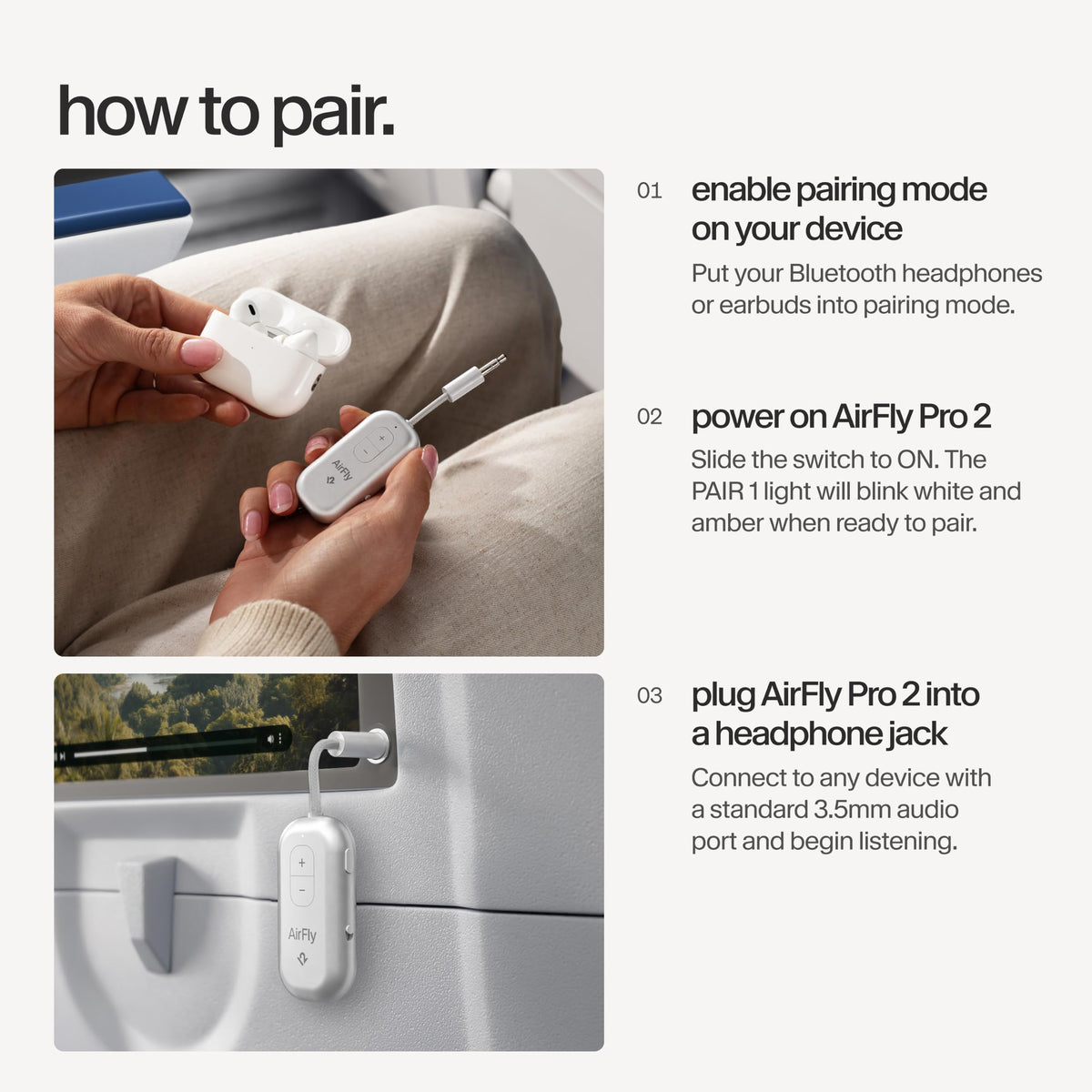 Twelve South AirFly SE, Bluetooth Wireless Audio Transmitter Adapter, White