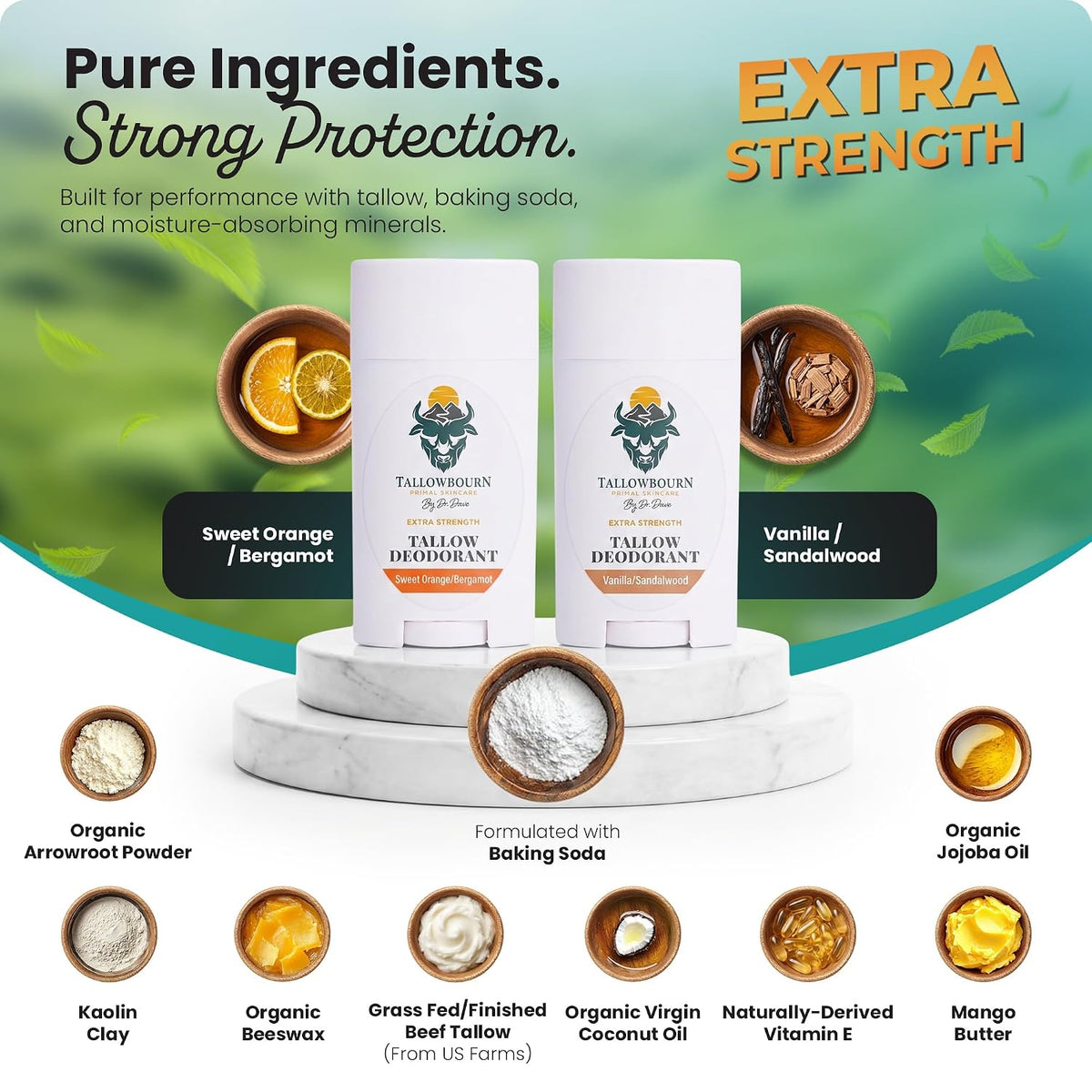 Extra Strength Tallow Deodorant - Vanilla & Sandalwood 3oz