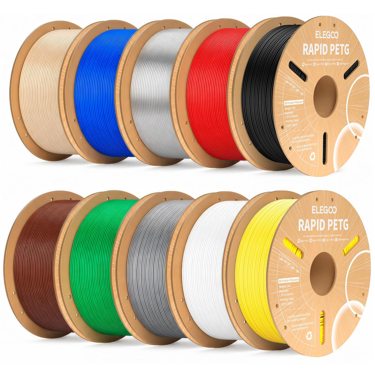 ELEGOO Rapid PETG 3D Printer Filament 1.75mm Black 1KG