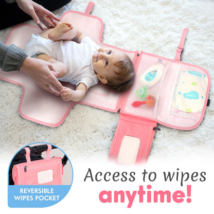 Kopi Baby Portable Diaper Changing Pad, Wipes Pocket, Classic Black Arrows
