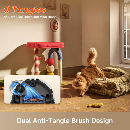 dreame D20 Pro Plus Robot Vacuum and Mop, Detangling DuoBrush for Pet Hair