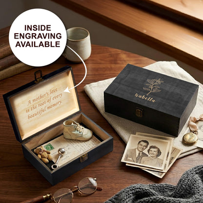 Personalized Wooden Keepsake Box, Custom Engraved Memory Box with Lid