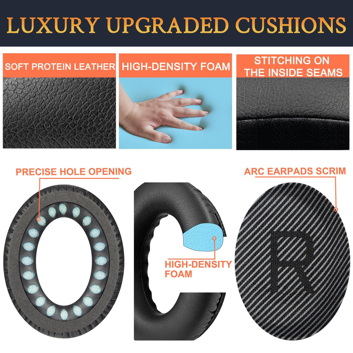 Earpads for Bose QC35 & QC35 ii - Black