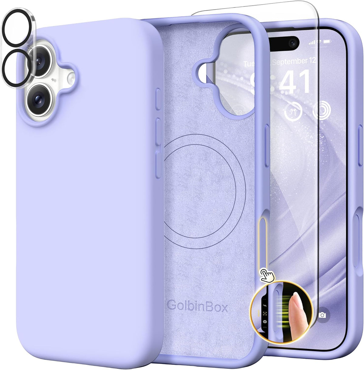 GolbinBox Magnetic for iPhone 13/14 Case, Silicone Cover, Blackcurrant